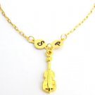Gold Cello Music Necklace MusicThemed Personalized Stamped Initial Necklace