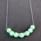 Mint Green Pearl Necklace Mint Green Jewelry Wedding Floating 7 Pearl Necklace
