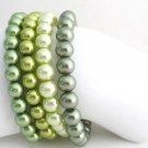 Set of 4 Bracelets Green,Olive Green,Pistachio Green Stretchable Bracelet