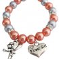 Flower Girl Wedding Personalized Gift Bracelet Orange Gray Pearls