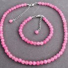 Coral Pink Pearl Necklace,Coral Pink Pearl Bracelet,Bridesmaid gift set