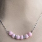 Soft Pink Pearl Necklace, Spring Wedding Jewelry,Floating 7 Pearl Necklace