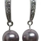 Rhinestones Surgical Post Earrings with Swarovski Mauve Pearl