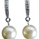 Shimmering Rhinestone Stud Earrings Ivory Color Pearl Bridesmaid Flower Girl