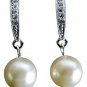 Shimmering Rhinestone Stud Earrings Ivory Color Pearl Bridesmaid Flower Girl