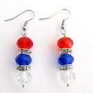 USA Independence Patriotic 4th of July Earrings Red Blue White Glass Crystal