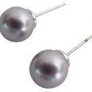 Mauve Pearl 8mm Purple Round Swarovski Pearl Earrings