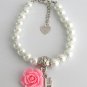 Bracelet with Flower, Flower Initial Bracelet, Personalized Flower Girl Bracelet