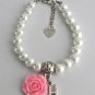 Bracelet with Flower, Flower Initial Bracelet, Personalized Flower Girl Bracelet