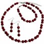 Gift Your Love On All Occasion Gift Red Pearls Silver Beads Jewelry Set