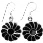 Gorgeous Gift Buy Sterling Silver Flower Shaped Onyx Inlaid Earrings