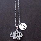 Silver Elephant Necklace, Baby Elephant Charm Necklace, Dainty Layering Necklace