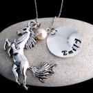 Horse Personalized Necklace add your Name & Birthstone Jewelry