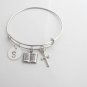 Personalized Initial Christian Religious Cross Bangle Holy Bible Bracelet