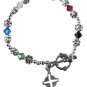 Salvation Bracelet Multi Colored Austrian Crystals 92.5 Sterlin g Silver Cross