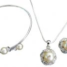 Affordable Bridal Complete Jewelry Ivory Necklace Earring Bracelet Jewelry Set