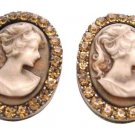 Valueable Gift For Your Mother Vintage Cameo Earrings Jewelry with Crystal