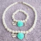Personalized Flower Girl Necklace and Bracelet with Initial,Rose Flower set