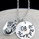 Baseball Necklace with hand stamped Name and number,team sport Custom Necklace