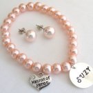 Matron Of Honor Personalized Name Wedding Bracelet Oyster Shell Stud Earrings