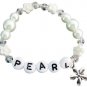 Baby Girl Name Bracelet White Pearls Flower Beads Spacer child jewelry