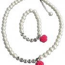 Personalized Flower Girl Junior Bridesmaid Set Child Pearl Necklace Set