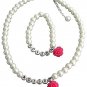 Personalized Flower Girl Junior Bridesmaid Set Child Pearl Necklace Set