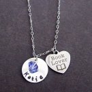 Personalized Book Lover Necklace,Gift for Readers,Librarians Gifts,Name Necklace