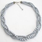 3 Strand Pearl Necklace Gray Pearl Twisted Bridal Party Wedding gift Necklace