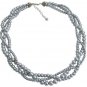 3 Strand Pearl Necklace Gray Pearl Twisted Bridal Party Wedding gift Necklace