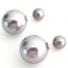 Double Sided Gray Pearl Wedding Bridesmaid Gray Stud Earrings