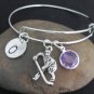 Ice hockey braclet, bangle,Expandable Personalized Initial bracelet I luv Hockey