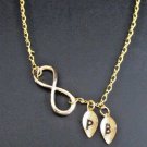 Gold Infinity Initial Necklace,Two initial infinity best friends,couples Jewelry