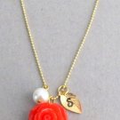 Personalized Flower Girl Necklace, Gold Initial Necklace ,Flower Girl Jewelry