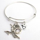 Adjustable Expandable Mermaid Charm Bracelet,Mermaid Pendant Star Heart Monogram