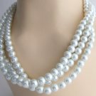 White Pearl Multi Strand Statement  Birdal Pearl Wedding Bridesmaid Necklace