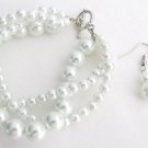 Wedding,White Pearl Bracelet, Twisted Pearl Three Strand Bridesmaid Bracelet