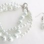 Wedding,White Pearl Bracelet, Twisted Pearl Three Strand Bridesmaid Bracelet