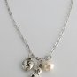 Cute Dog Charm Initial necklace, Puffy Heart Initial Birthstone Cute Dog Necklac