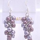 Grape Style Earrings Swarovski Grey and Purple Pearls Earrings