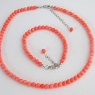 Coral Orange Pearl Necklace,Coral Orange Pearl Bracelet,Bridesmaid gift Jewelry