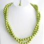 Olive Green Pearl Twisted Necklace Double Strand Bridal Party Necklace