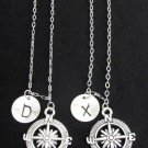 Compass Initial Necklace, Couples Gift Jewelry, Best Friend Compass Necklace