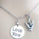 I love You Sign Necklace American Sign Language Best friend Necklace