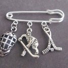 Ice Hockey Charm Kilt Pin,Sports Safety Pin,Ice Hockey Jewelry,Hockey Fan Brooch