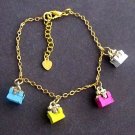 Gold Plated 22k Chain Bracelet,Christmas bracelet,3D Colorful Boxes Charms