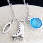 Rollerskate Necklace Best friend,friendship necklace personalized with Birthston
