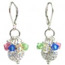Christmas Holidays Party Gift Pave Ball Multicolor Crystals Earrings