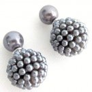 Gray Pearl Double Sided Earrings Bridal Bridesmaid Wedding Fashion Earrings