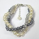 Three strand twisted Pearl bracelet,Wedding gift,Bridesmaid gift,Bridal Bracelet